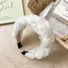 Faixa de cabelo larga trançada em malha simples estilo coreano, versátil para volume craniano alto, realça o volume do cabelo, adequada para lavar o rosto, prendedor de cabelo, elástico de cabelo