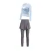 Conjunto de Yoga Duas Peças Feminino Elegante Modelador Sensação de Segunda Pele Secagem Rápida Profissional para Fitness Pilates Corrida Treino