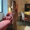 Novo Vestido Longo Amazon Primavera/Verão 2026 com Alças e Costas Abertas, Estampa de Leopardo Sexy e Elegante com Caimento Justo