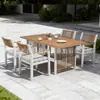 Mesa y Sillas Tejidas de Ratán para Exteriores Estilo Nórdico Mesa y Sillas para Comedor en Patio Exterior Mesa y Sillas para Zona de Ocio Sencilla en Villa Muebles de Jardín Transfronterizos