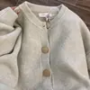 Jaqueta Tricotada Retrô de Botão Único para Mulheres na Primavera e Outono Moda Coreana Cardigan Suéter Macio Cera Casual Estilo Preguiçoso Top