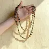 Colar Versátil de Concha Irregular para Mulheres, Corrente para Suéter Estilo Boêmio, Acessório de Roupa Versátil de Nicho de Alta Qualidade