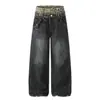 Jeans Casuales de Pierna Ancha de Alta Calidad Estilo Americano 2026 Decorados con Metal Bloque de Color de Moda Doble Cintura Suministro al por Mayor 10