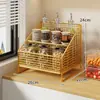 Prateleira de temperos para uso doméstico, estante de armazenamento de caixa de sal e especiarias multicamadas, prateleira de temperos multifuncional para bancada de cozinha