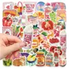 50 Pegatinas Retro Lindas de Dibujos Animados de Comida para Maletas, Laptop, Pegatinas Impermeables DIY para Teléfono