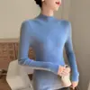 Suéter de Cachemira de Cuello Alto a Media Altura Listo para Usar de Primera Línea para Mujer 100% Cachemira Pura Rayas Aspecto Adelgazante Suéter de Punto para Vestir por Debajo