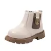 Botas tipo Martin para Niñas de 1-3-6 Años Otoño e Invierno Estilo Nuevo Estilo Británico Suela Suave Antideslizantes de Piel Botas Cortas Cálidas con Felpa para Niños