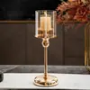 Portavelas de Metal y Vidrio Adornos Cena a la Luz de Velas Adornos de Mesa Sencillo Moderno Ceremonia de Boda Accesorios de Boda Decoración de Habitación Modelo
