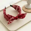 Diadema para Mujer Otoño e Invierno Nueva Flor de Anacardo Orejas de Conejo Diadema Ancha Diadema de Presión para Mujer Europea y Americana Diadema de Tela Nudada Venta al por Mayor