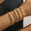Pulseira Calidoscópio Banhada a Ouro 18K Prata Esterlina Bordas com Contas Versão Estreita Pulseira Trevo de Quatro Folhas Pulseira Aberta Estrelada de Alta Qualidade