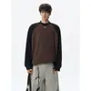 Nueva colección de otoño: Camiseta de manga raglán, bloques de color, talla grande, manga larga para hombre, sudadera de forro polar para hombre, estilo moderno