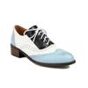 Zapatos Brogue Estilo Británico Retro para Mujer, Zapatos Pequeños de Cuero para Primavera y Otoño, Combinación de Colores, Cordones Delanteros, Tacón Grueso, Zapatos Planos de Tacón Bajo, Zapatos Casuales