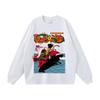 Playera de Manga Corta Vintage Europea y Americana Estampado de Cómic Japonés Oversize Lavada Cuello Redondo Top Marca de Moda Transfronteriza para Hombre