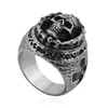 Anel Masculino Aço Inoxidável Dominador Estilo Punk Caveira Atacado Comércio Exterior Hip Hop Aço Titânio Anel Retrô Tridimensional