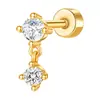 Arete de Cartílago para Oreja con Rosca de Cabeza Plana y Pedrería Cross Fashion Venta Caliente Europea y Americana Simple Lujo Ligero Temperamento Arete de Perla para Mujer