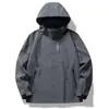 Ropa de Carga Suelta Transpirable Cortavientos Repelente al Agua Transfronteriza Unisex Chaqueta Abrigo con Capucha Desmontable Ropa para Grupo al Aire Libre