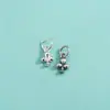 Plata de Ley S925 Corazón de Melocotón Sólido Colgante Pequeño Colgante de Cruz Flor de Ciruelo Pulsera de Cuerda Trenzada Pulsera de Cristal Colgante de Collar