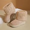 Botas de Nieve Cálidas para Niños Cuello de Felpa Suave Antideslizantes Punta Redonda Caña Media Slip-On Otoño e Invierno Zapatos de Algodón Forrados de Felpa
