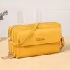 Bolsa Popular para Celular 2026 Novo Modelo Bolsa para Celular com Três Zíperes Carteira Longa para Mulheres Carteira de Grande Capacidade Bolsa Transversal