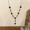 Collar Rose Past Estilo Bosque Romántico Vintage Super Hada Rosa Tridimensional Cadena para Clavícula para Mujer