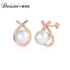 Brincos de Prata Esterlina S925 Brincos de Pérola com Elementos Swarovski Incrustados Nicho Japonês e Coreano Ins Brincos Brincos para Mulheres