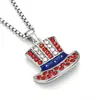 Collar con Bandera Americana de la Independencia Azul, Blanco y Rojo Transfronterizo de Amazon, Joyería Exquisita y de Moda Tendencia para Hombres y Mujeres