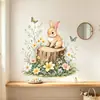 Estacas de Madera Conejo de Pascua Decoración Centro Comercial Flores Pegatinas de Pared Mariposas Autoadhesivas Removibles Atmósfera