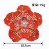 Adorno de cabeza de flor de pedrería accesorio DIY, accesorio de ropa, decoración de zapato de flor, aplique de tela de tres capas, peonía tridimensional