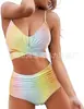 Bikini de Dos Piezas para Mujer de Estilo Europeo y Americano, Multicolor, Empacado Rígido, Push-Up, de Cintura Alta, que Favorece la Figura, para la Playa, Más Vendido en Aliexpress Amazon