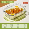 Fiambrera de Vidrio de Borosilicato Alto Caja de Frescura Bol Caja Bento de Frutas Calentamiento por Microondas Uso Especial Caja de Comida para Llevar para Oficinistas