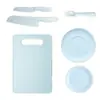Venta al por mayor Spot Cuchillo de plástico de cocina para jardín de infantes Plato de frutas Cuchillo de frutas Cuchillo y tenedor para suplementos alimenticios Herramientas Juego de cuchillos para cortar verduras para bebés