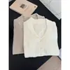 Camiseta de punto de manga corta con solapa de verano para mujer, Nuevo top ajustado de cuello en V con hombro normal de hilo de núcleo, Verano 2026