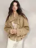 Trench Coat Khaki Elegante Estilo Britânico Gola Alta de Dois Botões Feminino Primavera e Outono Solto Casual Curto Petite