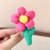 Pinza de Tela Linda para Niños Coreanos Flor Grande Bloques de Color Pinza Lateral Dopamina Lateral Frente Parte Posterior de la Cabeza Accesorio para el Cabello para Niñas