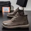 Botas Martin Amarillas para Hombre Tendencia Primavera y Otoño Suela Suave Cómodas Botas de Cuero de Caña Alta Británicas Botas de Trabajo Casuales para Hombre