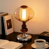 Lámpara de Mesa Vintage de Madera Maciza con Interruptor Táctil Recargable, Adecuada para Estudio, Dormitorio, Mesita de Noche, Luz Nocturna Decorativa de Ambiente
