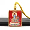 Aço Titânio Pintado à Mão Ouro Areia Mineral Thangka Pingente Oito Santos Protetores Buda do Nascimento Pingente de Buda Portátil Colar Venda por Atacado