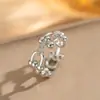Anillo Exquisito Super Brillante de Circonita para Niñas, Lujo Accesible y Anillo de Apertura Ajustable de Gama Alta, Baño de Oro Real Simple