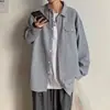 Camisa informal de otoño para hombre, de manga larga, corte holgado, a la moda, estilo universitario, chaqueta versátil de color liso, estilo Hong Kong, uniforme de clase para parejas