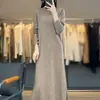 Nuevo Vestido de Punto de Lana Otoño e Invierno 2026 para Mujer, Vestido Cálido Largo por Encima de la Rodilla, Vestido Suéter Base Holgado