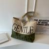 Bolsa tote de lona con estampado de letras Thailand Gentle Woman 2023 nueva bolsa de hombro de color en contraste cosido