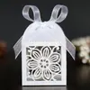 Caixa de Doces para Casamento com Flor de Hibisco Recortada a Laser, com Fita, Caixa de Doces para Festa, Linda Caixa de Doces de Chocolate para Agradecimento