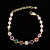 Pulsera de Color Dopamina con Circonita y Perla para Mujer, Pulsera Simple, de Nicho, Exquisita, Blanqueadora, de Gama Alta, Versátil