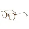 Gafas para Miopía para Mujer, Gafas Protectoras, Anti Luz Azul, Gafas Sin Receta, Montura Redonda, Aspecto Natural, Montura Fresca de Color Té, Lentes Rosados