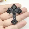 Estilo Gótico Retro Flor Enredadera Cruz Calavera Polilla Colgante Aleación de Zinc Plata Antigua Accesorios de Joyería DIY