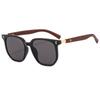 2025 Nuevas Gafas de Sol Marrones Coreanas para Mujer Retro Patilla con Textura de Madera Marco Cuadrado Gafas para Cara Redonda Gafas de Sol de Moda con Protección Solar