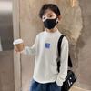Camiseta Infantil de Terciopelo Base Otoño e Invierno para Niños y Niñas, Camiseta de Cuello Medio Alto, Forrada de Felpa Cálida, con Estampado de Dibujos Animados para Niños Medianos y Grandes