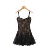 Mini Falda Sexy de Encaje Transparente con Tirantes Estilo Retro Americano de Nicho para Mujer, Nuevo Vestido de Primavera y Verano sin Espalda, Falda Corta