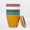 Vaso de flores de varanda doméstica multicolorido com padrão ondulado espesso e suporte para bacia, material pp durável, vaso de flores com bandeja
