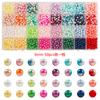 Juego de Perlas de Imitación Perforadas de Color Gradiente de 24/32 Compartimentos para Pulsera, Collar, Joyería, Accesorios, Cuentas Decorativas para Ropa